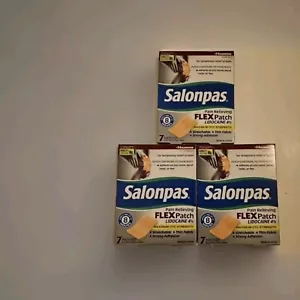 LOT OF 3-Salonpas Pain Relieving Flex Patch Lidocain 4% 7ct. BRAND NEW UNOPENED. - Picture 1 of 1