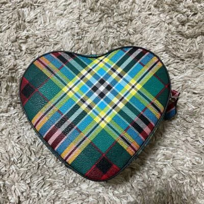 VIVIENNE WESTWOOD ANGLOMANIA Plaid Heart Shoulder Bag Logo Charm Orb From NEW - Image 1 of 4