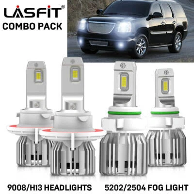 4x LASFIT Combo H13 5202 LED Headlight for GMC Yukon XL 1500 2007-2014 Fog Light - Image 1 of 4