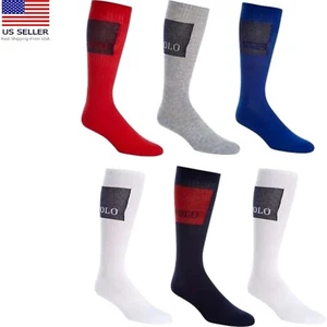 Polo Ralph Lauren Men Square Logo Crew Socks Multicolor Size 10-13 - Picture 1 of 2