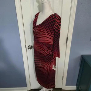 Neu mit Etikett Anne Klein Damen 12 purpurrot Multi Kleid Wickel-Stil drapierter Ausschnitt Büro - Bild 1 von 9