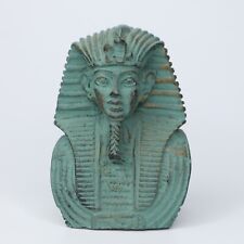 Egyptian Bust of King Tut Figurine Green & Faux Bronze Finish 3.5"