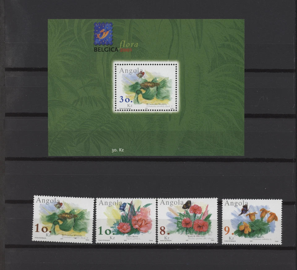 S48754 ANGOLA MNH** 2001 Belgique 2003 Flore 4v + S/S - Photo 1/1