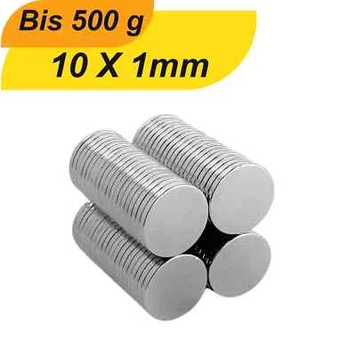 MAAJEEKUTO Neodym Magnet 10x1mm Supermagnete hoher Haltekraft Scheibenmagne starke magnet