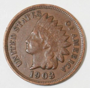 1903 Indian Head Penny, coin is a Very Fine small cent (8+ items ship for free) - Picture 1 of 2
