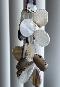 Amethyst Beads and Sliced Agate Geodes Necklace 21” Adj Chunky Heavy 186g 925SS - Picture 1 of 20