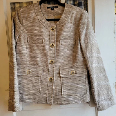 Chadwick's Women's Tan Brown Toggle Button Front Jacket Blazer Pockets Size 10 - Image 1 of 4