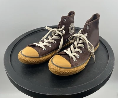 Zapatos Converse All-Star HI Chuck Taylor Cuero Goma Marrón Jóvenes Niños talla 2 Foto 1 de 4