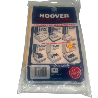 Vintage Hoover H1 Reusable Vacuum Cleaner Bags Genuine Component Pack of 5 - Image 1 of 4