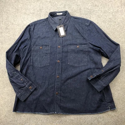 Camisa Ted Baker Para Hombres XL 6 Índigo Denim Sobrecamisa Cazadora Doble Bolsillo Algodón Foto 1 de 4