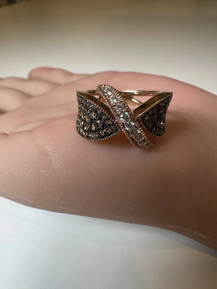 Juego de oro rosa de 14k con pavé champán y diamantes blancos 1,50 CTW. 7,8 gramos Foto 1 de 4