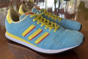 Vtg Adidas / Race Walk LD Shoes Blue & Yellow Stripe Mens Sz 11.5 RARE - Picture 1 of 9
