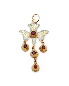 Saint Esprit Puy en Velay aus 18k Gold, französischer Regionalanhänger, emaillierter Schmuck - Bild 1 von 5