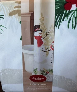 Nikolaus Quadrat Weihnachten Duschvorhang Yuletide Schneemann 70"x 70" Neu - Bild 1 von 3
