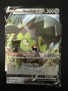 Pokemon Stunfisk V 128/189 Ultra Rare Full Art Holo Card Darkness Ablaze - Picture 1 of 2
