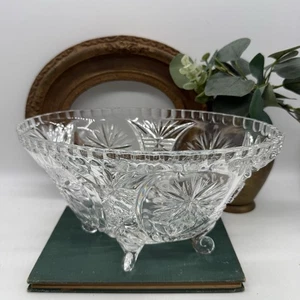 Atemberaubende Vintage Klarschliff Oval Fuß Kristallglas Deko Schale - Bild 1 von 8