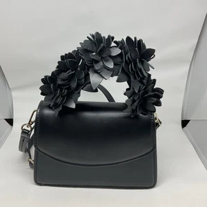 ZARA Black floral mini bag top handle &strap - Picture 1 of 21