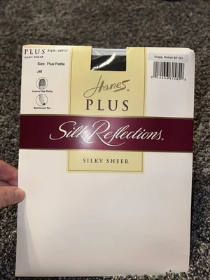 Pantimedias transparentes sedosas Hanes Plus Silk Reflections de colección talla Plus Petite nuevas Jet Foto 1 de 4