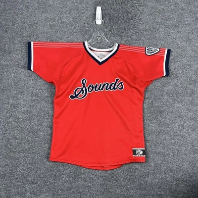 Nashville Sounds Jersey Shirt Youth Medium Red MILB Baseball Script OT Sports - Image 1 of 4
