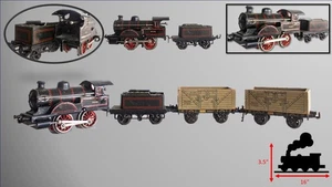 1920's British Market Bing #2531 0-gauge Locomotive w/ Wooden Bing Gondolas - Picture 1 of 13