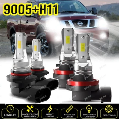 For Nissan Titan Crew Cab Pickup 2017-2021 LED Headlight High Low Beam Bulbs Kit - Image 1 of 4