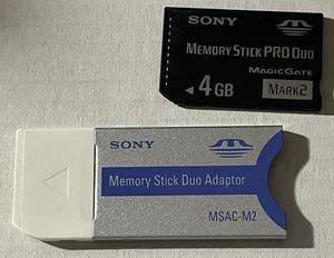 Sony Memory Stick Pro Duo 4GB Mark 2 MS-MT4G Memory Card & Adapter PSP - Picture 1 of 4
