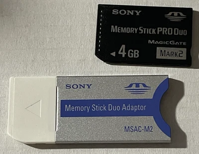 Sony Memory Stick Pro Duo 4GB Mark 2 MS-MT4G Memory Card & Adapter PSP - Image 1 of 4
