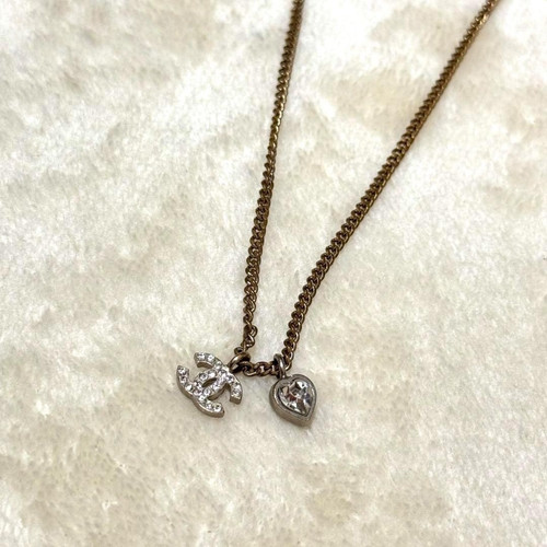 Collana cuore strass marca cocco originale CHANEL oro 42 5 cm