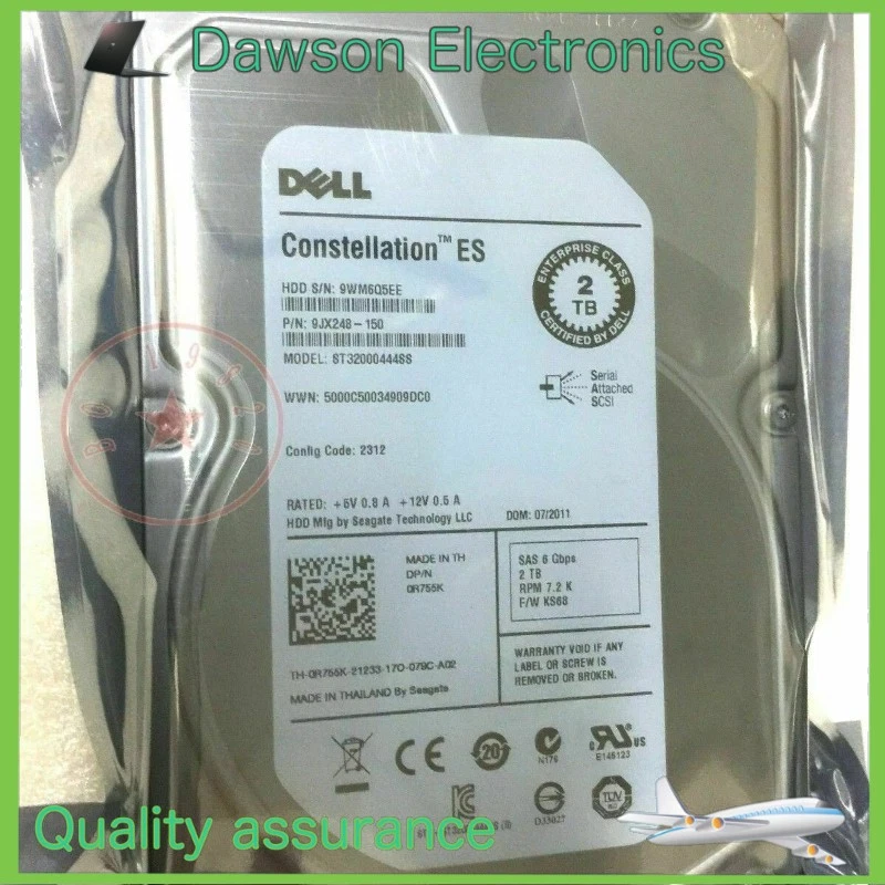 Dell Seagate R755K 0R755K 2TB 7200RPM 6Gb/s 3.5" SAS Hard Drive ST32000444SS - Image 1 of 2