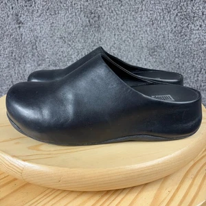 Zoccoli FitFlop Shuv in pelle da donna taglia 7 neri antiscivolo scarpe comode casual - Foto 1 di 8