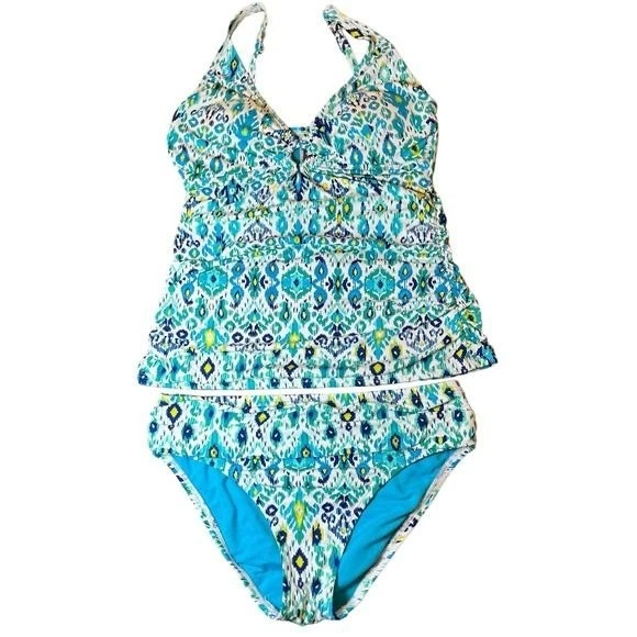 TOMMY BAHAMA Ikat 2 Piece Tankini Adj Strap Bikini Swim‎ Bathing Suit Size Small - Image 1 of 4