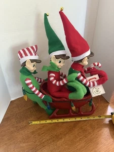 Mr. Christmas/ Musical Elves in Sleigh/ LED 15" plays /Christmas Carols/ Mint/ - Picture 1 of 14