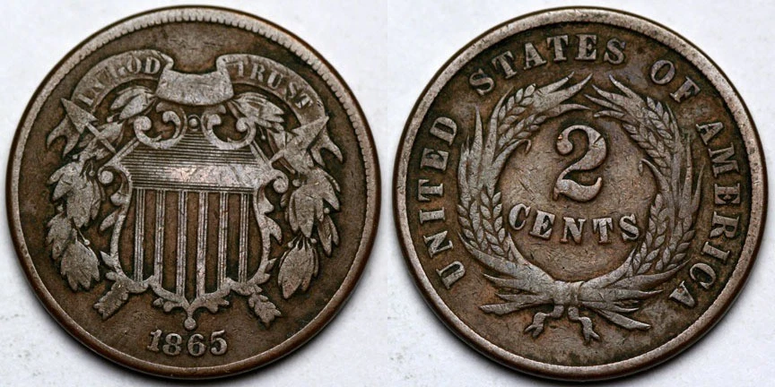 1865  Two Cent Piece - Image 1 of 1