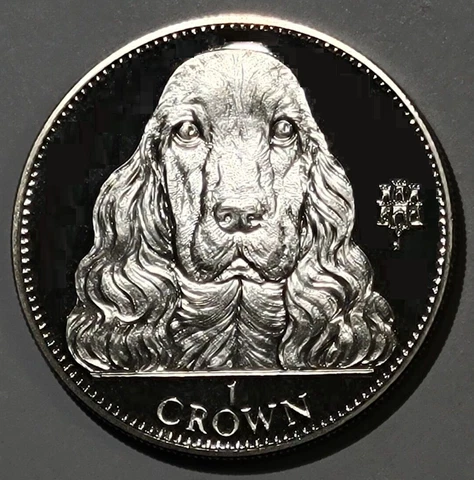 1992 GIBRALTAR - 1 CROWN - COCKER SPANIEL DOG - BU UNC CU-NI CROWN - KM# 103 Cover