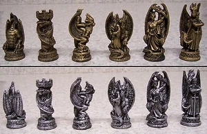 Chess Set with Glass Board Medieval Dragon Masters NEW 3" Kings - Picture 1 of 4