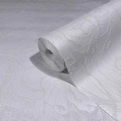 Wallpaper White Floral Natural Living Room Bedroom MADE IN GERMANY 10.05x0.53 - Image 1 of 4