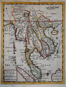 THAILAND, SINGAPUR, INDIEN JENSEITS DES GANGES VON H. MOLL, UM 1740.. - Bild 1 von 1