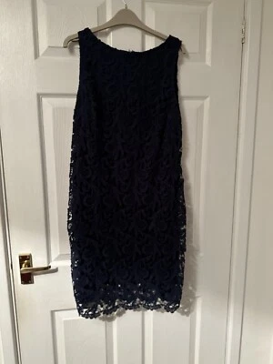 Wallis Petite 16 Navy Blue Lacy Dress - Image 1 of 4
