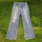 Vintage Lee Riders Bootcut Ripped Jeans 30X30 (32X32) Distressed Whiskered Talon