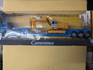 Cararama 1/50 Scale Diecast 298-03 Blue Volvo Flatbed & Picker Shovel Rollsman - Bild 1 von 5
