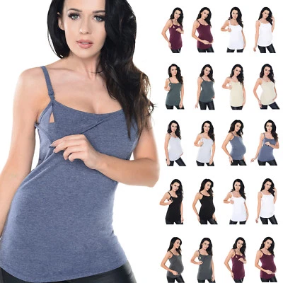 Purpless Maternity Pregnancy and Nursing Cami Top with Bust Support Panel 8028 - Image 1 of 3