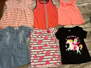 Girl Short Sleeve Tee Shirts Mix Lot of 6 Size 5 And Size 6. Summer. Colorful. - Picture 1 of 13