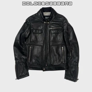 Dolce Gabbana Leather Jacket Black D G - Picture 1 of 11