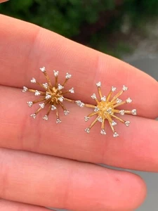 Orecchini a grappolo in oro 9 kt con diamanti - Foto 1 di 6