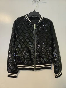 Girls Urban Republic Sequin bomber jacket black NEW 6x Saks sparkle - Picture 1 of 2