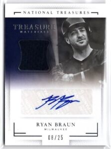 2016 Panini National Treasures Ryan Braun Game Used GU Jersey Auto Autograph /25