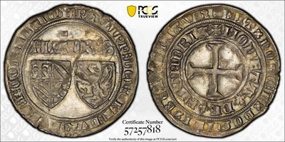 Bélgica Flandes Felipe II (1387-89) Plata Doble 2 Gros PCGS AU53 DeP# VII/9 Foto 1 de 4