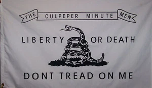 HEAVY DUTY COTTON CULPEPER MINUTEMEN FLAG - TEA PARTY - AMERICAN REVOLUTION - Picture 1 of 10