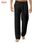 Casual Men Summer Linen Loose Trousers Long Beach Yoga Pants Cotton Breathable