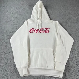 Vintage Coca Cola Hoodie M weiß Pullover Schriftzug Logo Made in USA Baumwollmischung * - Bild 1 von 13